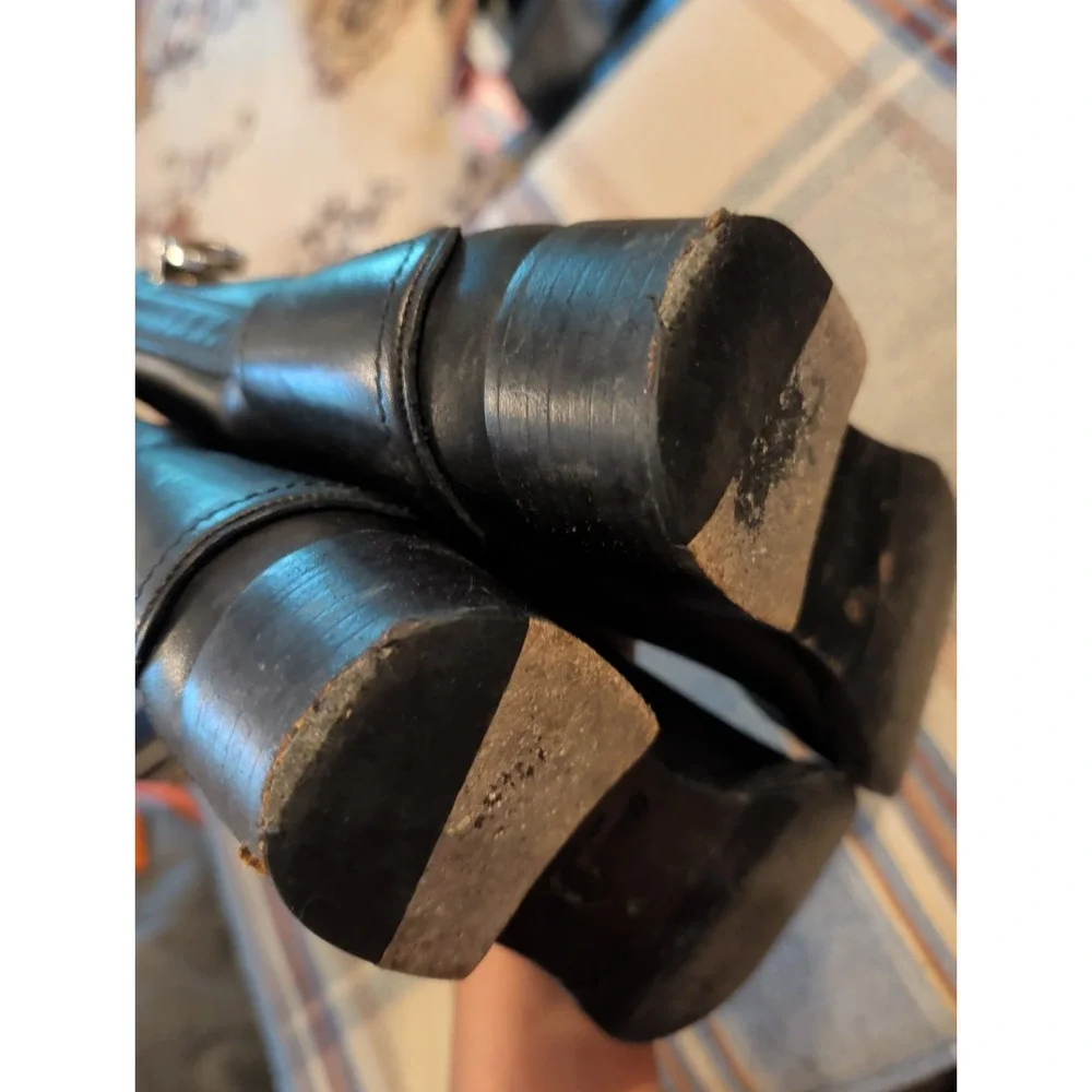 Salvatore Ferragamo Leather Ankle Moto Black Leather Boots Womens Size 6.5 B